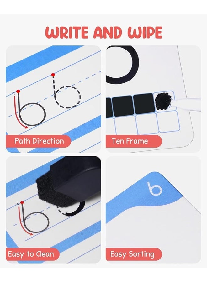 Gamenote Dry Erase Alphabet and Number Flash Cards - Write and Wipe Laminated ABC Letter Tracing Practice Card for Kindergarten (47 Flashcards with 2 Rings and Marker) - Image 5