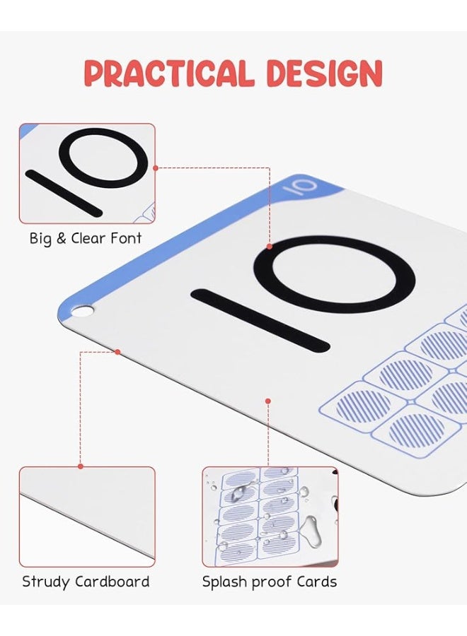 Gamenote Dry Erase Alphabet and Number Flash Cards - Write and Wipe Laminated ABC Letter Tracing Practice Card for Kindergarten (47 Flashcards with 2 Rings and Marker) - Image 4