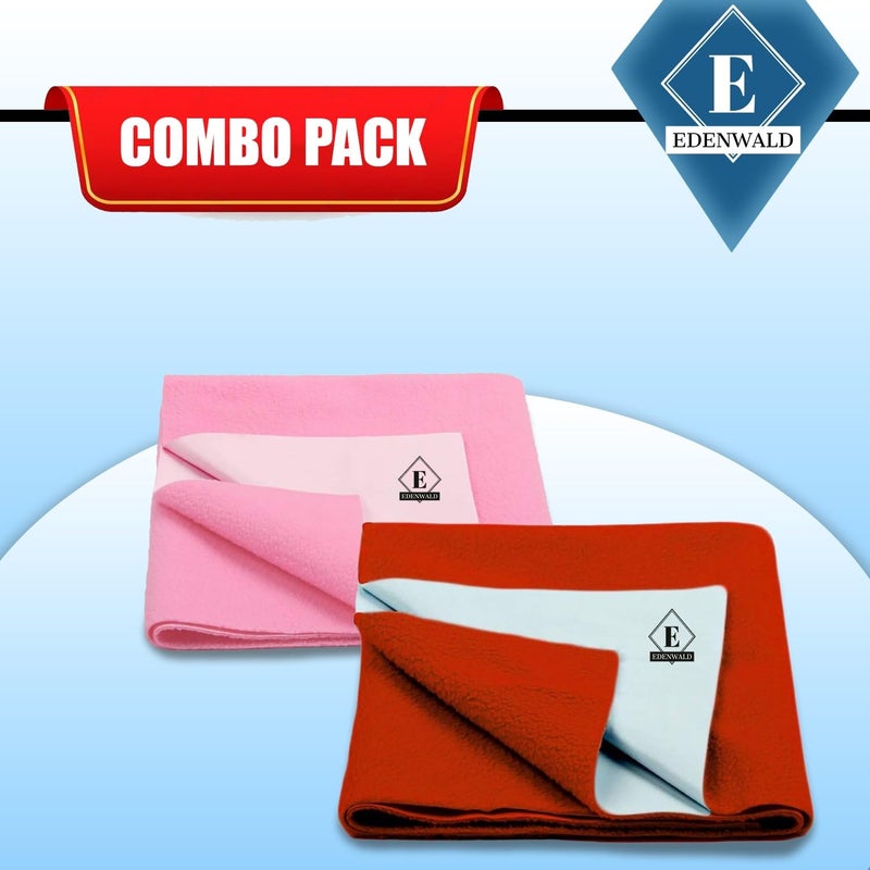 Edenwald Waterproof Quick Dry Sheet Pack of 2 | Urine mat | (Red+Pink_X-Large (200cm x 140cm) - Image 2