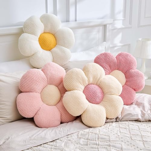 VBGYA Flower Pillow Light Pink Flower Decorative Throw Pillows for Bed Couch Aesthetic Home Decor Cute 149 Daisy Floral Shaped Plush Pillow Floor Seat Cushion - Image 3