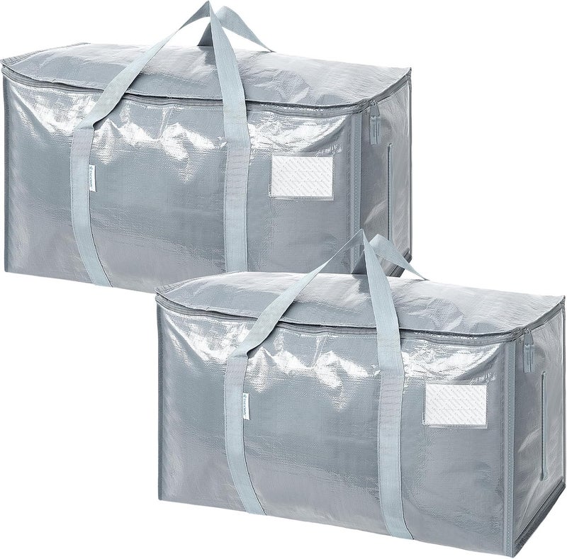TICONN 2 Pack Extra Large Moving Bags Heavy Duty with Zippers & Carrying Handles, Durable Storage Bags Moving Boxes for Closet Organizers and Storage (2 Pack, Light Grey) - Image 1