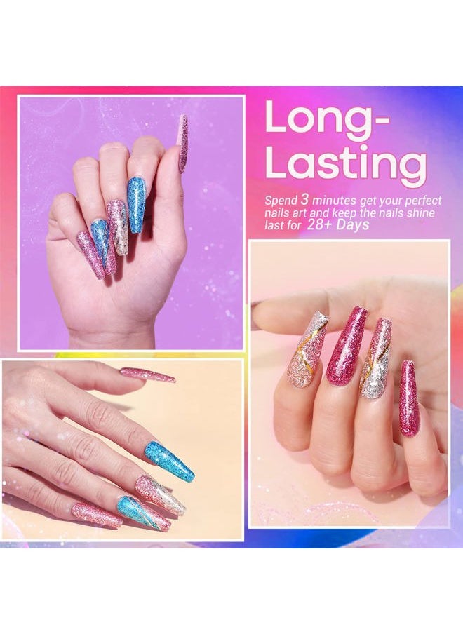 modelones - Gel Nail Polish Set - 6 Colors Sparkle Glitter Gold Silver Gel Polish Nail Kit Soak Off Nail Polish for Nail Art Manicure DIY Holiday Collection for Mother's Day Gifts - Image 1