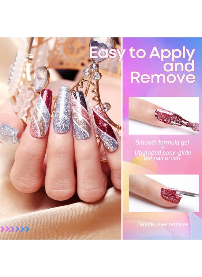 modelones - Gel Nail Polish Set - 6 Colors Sparkle Glitter Gold Silver Gel Polish Nail Kit Soak Off Nail Polish for Nail Art Manicure DIY Holiday Collection for Mother's Day Gifts - Image 1