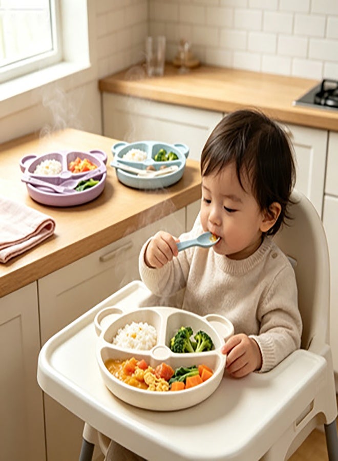 Wish 3-Piece Durable Long-lasting Wheat Straw Counterpart Dinnerware Set Comfortable for Baby - Image 2