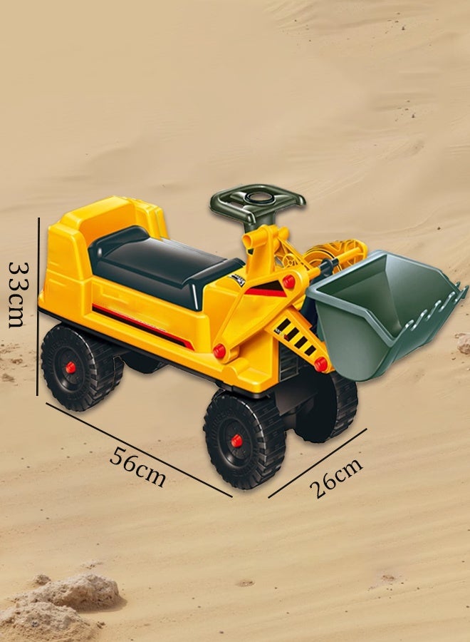 Jiabaile Ride On Bulldozer Truck for Kids, Balance Bike, Excavator Digger Construction Vehicles, Pretend Play Sliding Tractor with Steering Wheel and Horn Sound Push Bucket, Front Loader Ride-On Large (yellow)  - Image 2