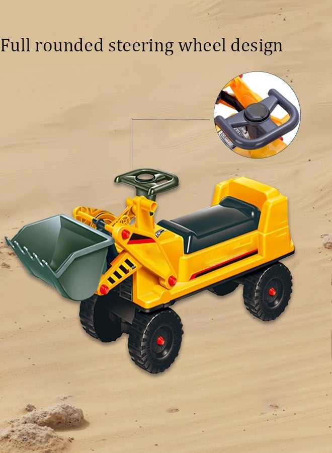 Jiabaile Ride On Bulldozer Truck for Kids, Balance Bike, Excavator Digger Construction Vehicles, Pretend Play Sliding Tractor with Steering Wheel and Horn Sound Push Bucket, Front Loader Ride-On Large (yellow)  - Image 3