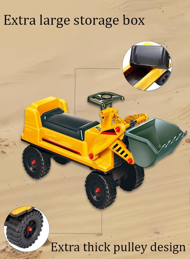 Jiabaile Ride On Bulldozer Truck for Kids, Balance Bike, Excavator Digger Construction Vehicles, Pretend Play Sliding Tractor with Steering Wheel and Horn Sound Push Bucket, Front Loader Ride-On Large (yellow)  - Image 4
