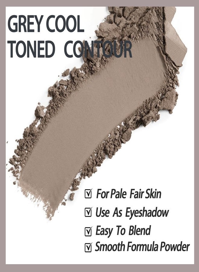 Okerker Cool Toned Contour Palette with Mirror, Taupe Grey Contour Powder for Fair Pale Light Cool Toned Skin,Neutralizes Redness, No Orange, Nose Contouring Bronzer Powder with Nose Contour Brush - Image 2