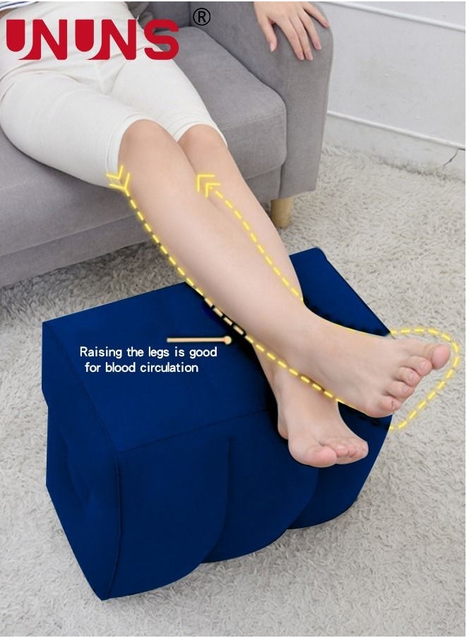 UNUNS - Foot Rest Cushion,Inflatable Adjustable Three Layers Height Footrest With Storage Bag And Pump,For Footrest,Cars,Trains,Office Napping,Airplane,Navy Blue - Image 1