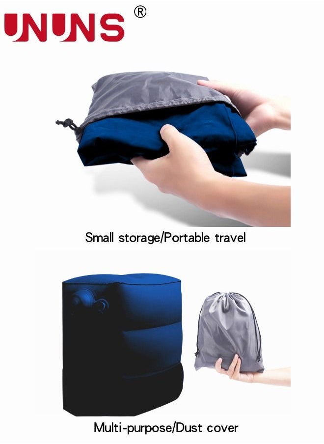 UNUNS - Foot Rest Cushion,Inflatable Adjustable Three Layers Height Footrest With Storage Bag And Pump,For Footrest,Cars,Trains,Office Napping,Airplane,Navy Blue - Image 1