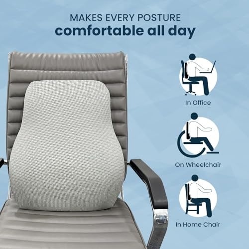 Sleepsia Back Support for Office Chair with 1 Year Warranty Lumbar Support Pillow for Office Chair, Back Pain, Car Seat, Memory Foam (Grey/Black Lumbar Back Support (Gel Infused)) - Image 5
