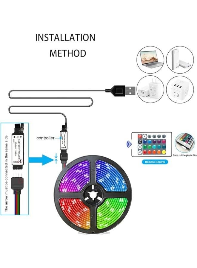 إيزي لايف شريط إضاءة USB LED متغير الألوان 5M RGB مع جهاز تحكم عن بعد بالأشعة تحت الحمراء للديكورات الداخلية - Image 2