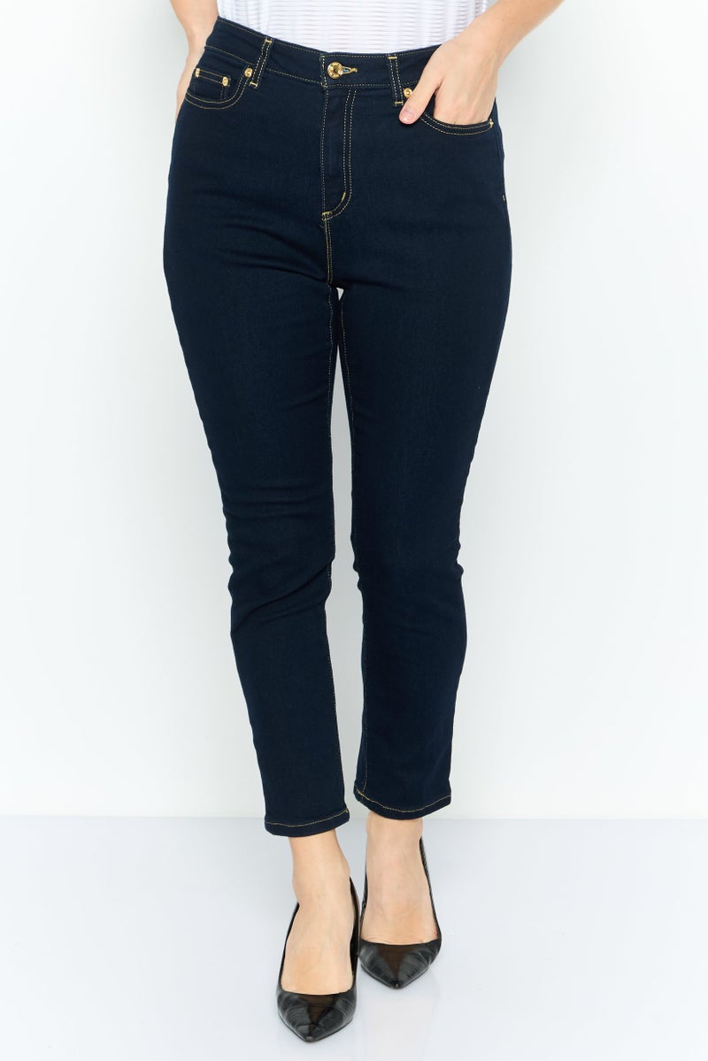 Michael Kors Women Petite Plain Stretch  jeans, Navy Blue - Image 1