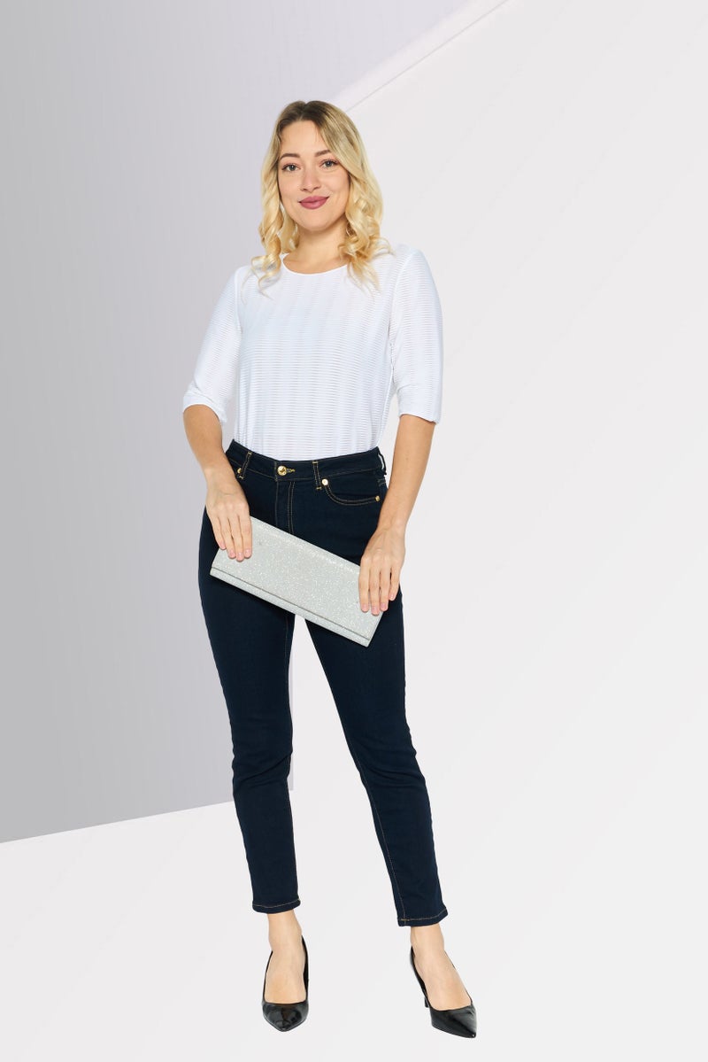 Michael Kors Women Petite Plain Stretch  jeans, Navy Blue - Image 2