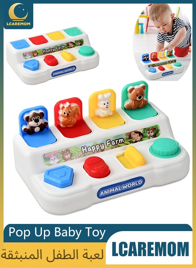 LCAREMOM Pop Up Baby Toy, Interactive Early Development Cause and Effect Learning Toy, Exercise Baby Finger Dexterity, Safe Pop-Up Switch Box,  Baby Gift for Ages 18 Months+ (Animal) - Image 1