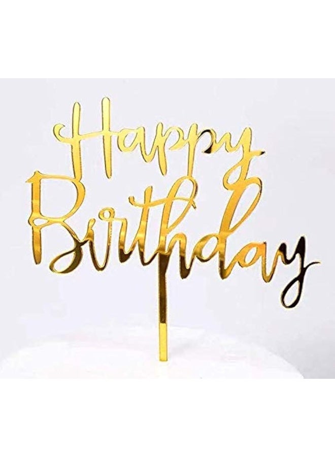 TPGP 1 Count Acrylic Glitter Cake Decorating Toppers - Happy Birthday Gold - Image 1