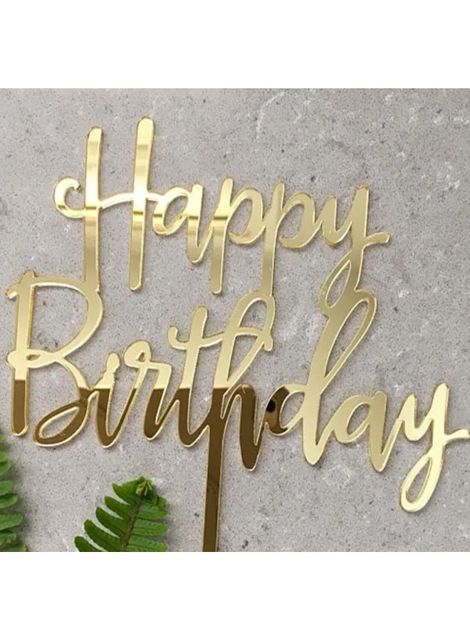 TPGP 1 Count Acrylic Glitter Cake Decorating Toppers - Happy Birthday Gold - Image 2
