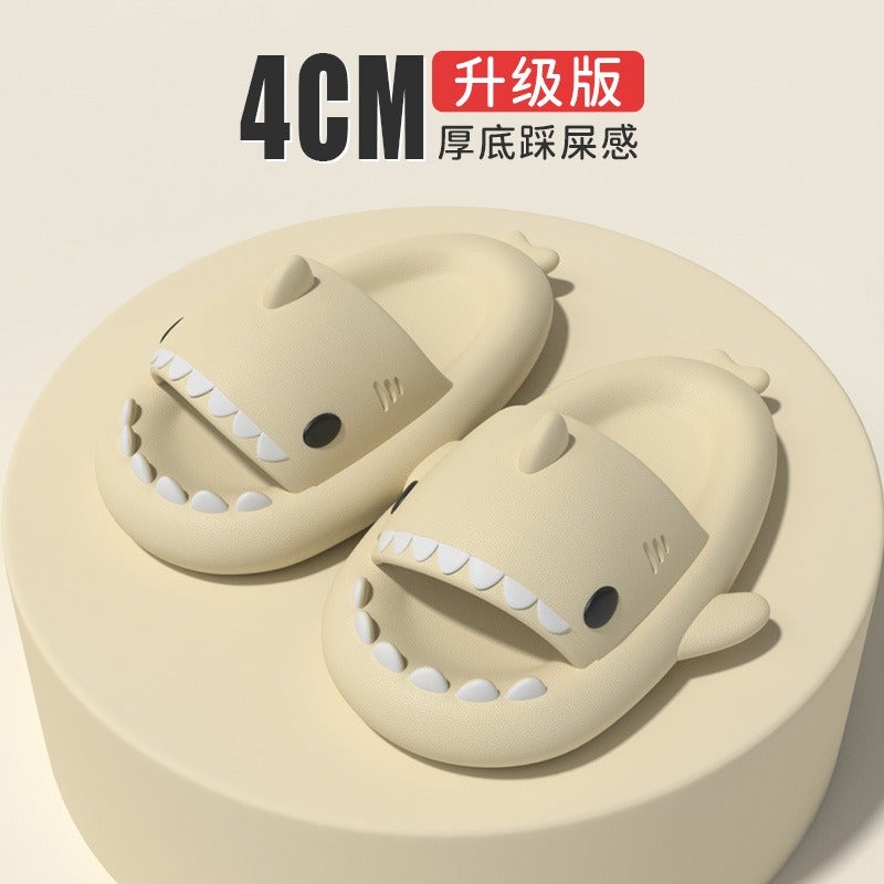 Chunky Sole Shark Couple Slippers Women's Squishy Sandals Men's Funny Indoor Outdoor Cute Cartoon Trendy Flip-Flops