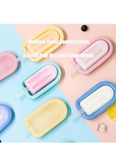 Oasisgalore 4 PCS  Silicone Ice Cream Popsicle Molds with Sticks, Leakproof Lid, 4 Colors, for Homemade Desserts.  - Image 3