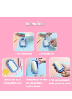 Oasisgalore 4 PCS  Silicone Ice Cream Popsicle Molds with Sticks, Leakproof Lid, 4 Colors, for Homemade Desserts.  - Image 4