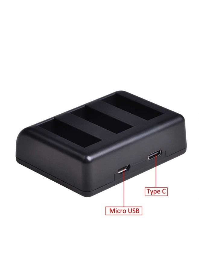 PowerTrust 2Pack Replacement Osmo Action AB1 Battery and Triple USB Charger with Type C Port for DJI Osmo Action Sports Camera AB1 Battery - Image 3