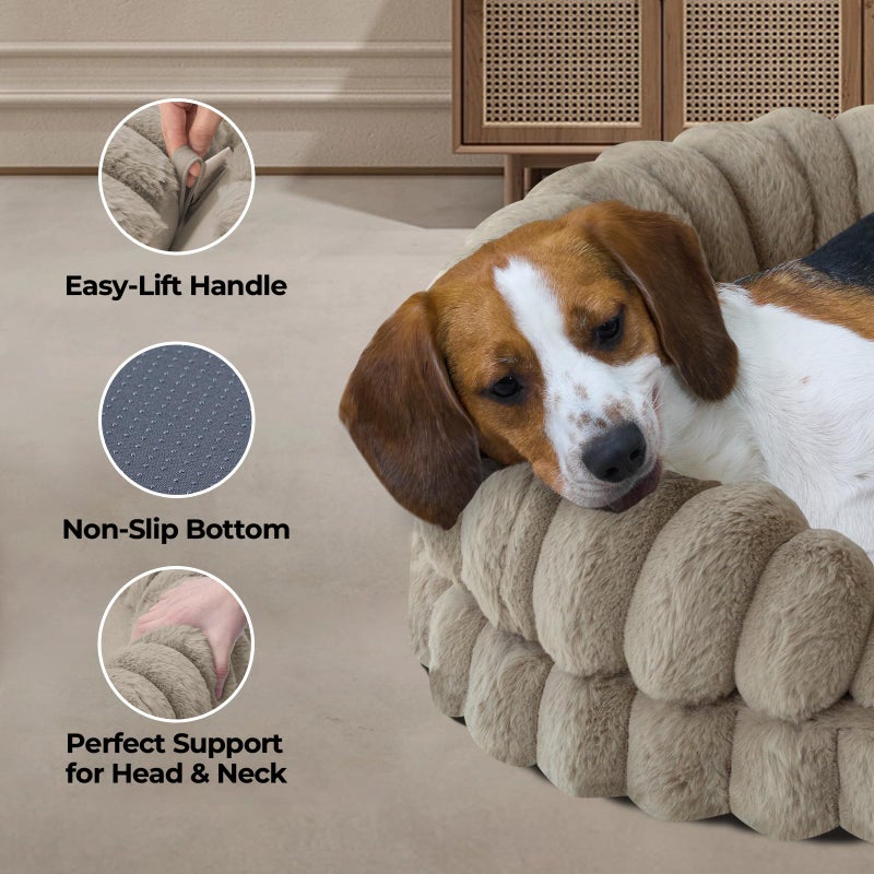 BALANCE Calming Dog Bed for Large Sized Dogs, 36 Inches Oval Washable Pet Bed with Sides, Orthopedic Pet Couch Sofa with Non-Slip Bottom, Oatmeal - Image 4