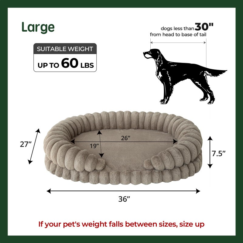 BALANCE Calming Dog Bed for Large Sized Dogs, 36 Inches Oval Washable Pet Bed with Sides, Orthopedic Pet Couch Sofa with Non-Slip Bottom, Oatmeal - Image 5