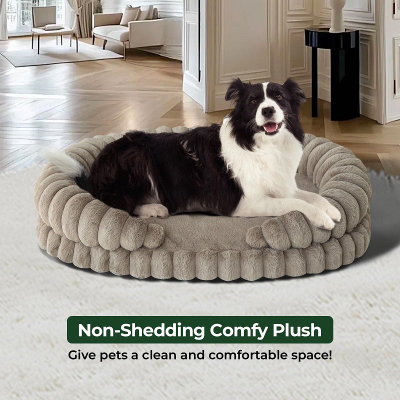 BALANCE Calming Dog Bed for Large Sized Dogs, 36 Inches Oval Washable Pet Bed with Sides, Orthopedic Pet Couch Sofa with Non-Slip Bottom, Oatmeal - Image 3