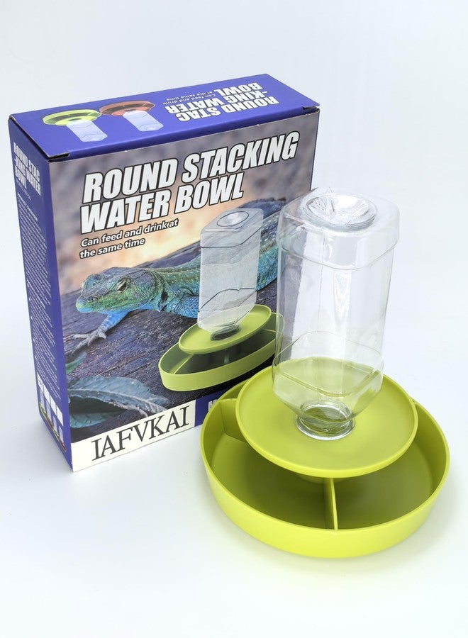 IAFVKAI 2 in 1 Reptile Food Feeding Bowl Lizard Feeder Pet Automatic Water Dispenser for Turtle Chameleon Amphibian Bearded Dragon Snake Green - Image 5