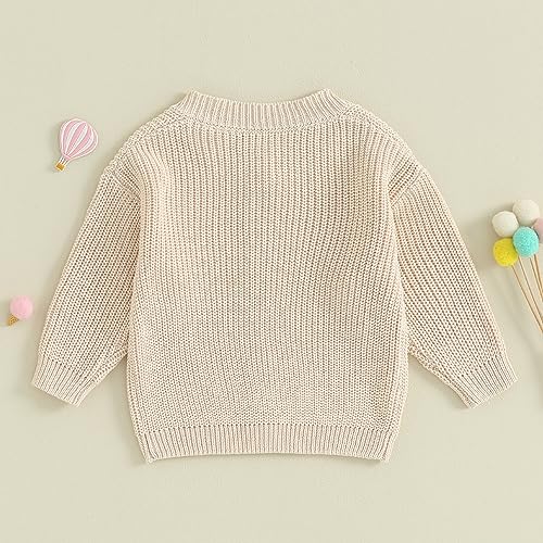 allshope Newborn Baby Boy Girl Knit Sweater Cardigan Winter Warm Button Down Sweatshirt Top Outfit Cute Infant Fall Clothes (Cream White, 12-18 Months) - Image 4