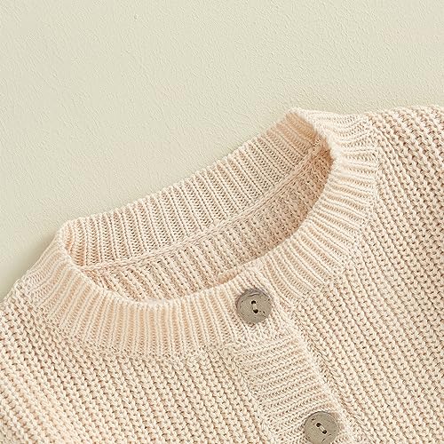 allshope Newborn Baby Boy Girl Knit Sweater Cardigan Winter Warm Button Down Sweatshirt Top Outfit Cute Infant Fall Clothes (Cream White, 12-18 Months) - Image 5