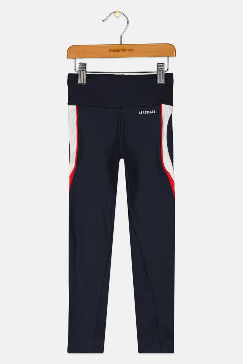 Adidas Kids Girl Brand Logo Training Leggings, Navy  - Image 2