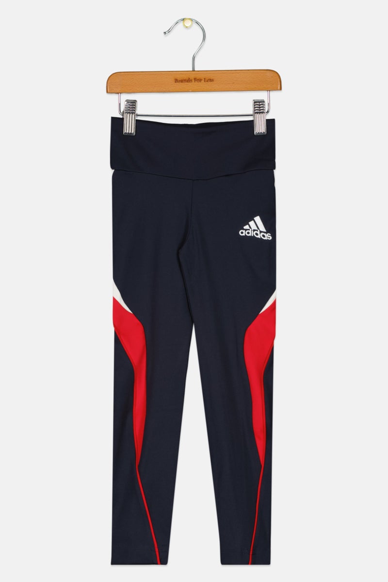 Adidas Kids Girl Brand Logo Training Leggings, Navy  - Image 1