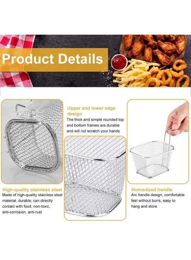 DECARETA Chip Serving Frying Baskets Mini Chip Baskets with Handle 8Pcs Chef Chrome Fry Basket Set,Stainless Steel French Fry Cooking Tapas Food Presentation Gadget Tool - Image 3