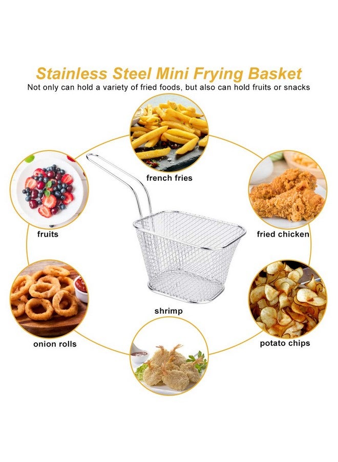 DECARETA Chip Serving Frying Baskets Mini Chip Baskets with Handle 8Pcs Chef Chrome Fry Basket Set,Stainless Steel French Fry Cooking Tapas Food Presentation Gadget Tool - Image 4