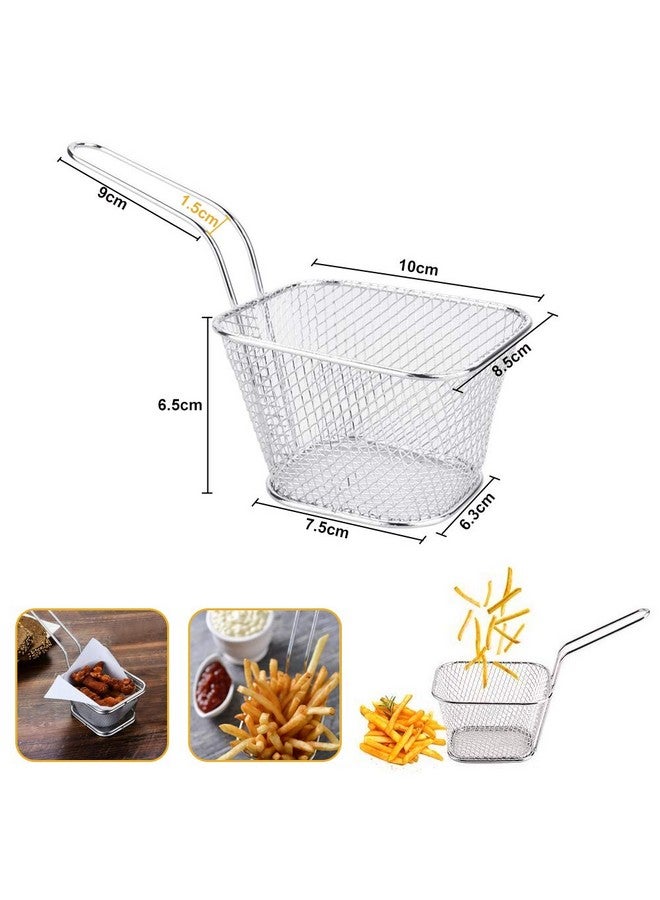 DECARETA Chip Serving Frying Baskets Mini Chip Baskets with Handle 8Pcs Chef Chrome Fry Basket Set,Stainless Steel French Fry Cooking Tapas Food Presentation Gadget Tool - Image 2