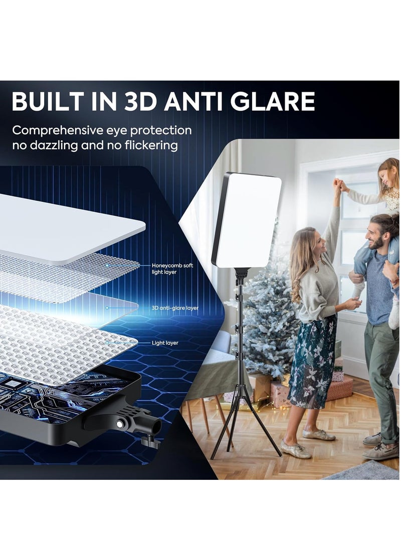 Glanfen - 19 inch LED Video Light Kit,2700K-7500K 65W Photography Studio Light with Tripod Stand and Phone Holder for Video Recording, Game Streaming - Image 1