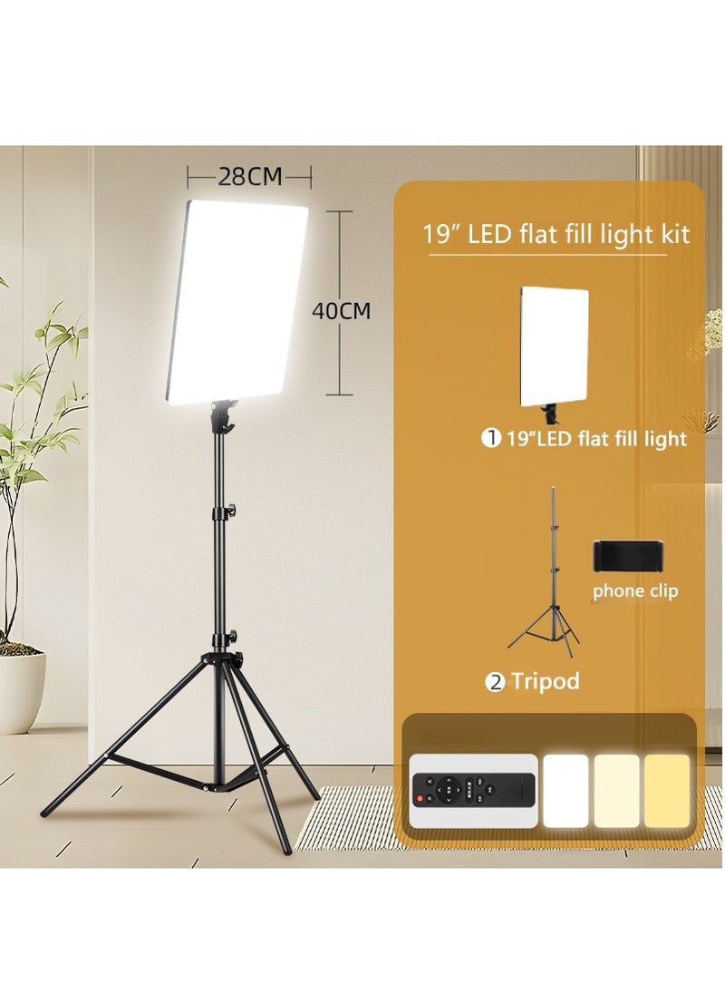 Glanfen - 19 inch LED Video Light Kit,2700K-7500K 65W Photography Studio Light with Tripod Stand and Phone Holder for Video Recording, Game Streaming - Image 1