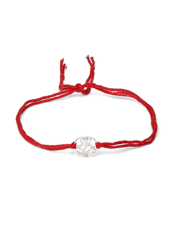ISHIN Hammered Look Charm on Red Thread