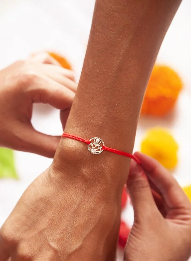 ISHIN Hammered Look Charm on Red Thread