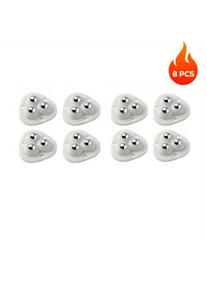 8 قطع عجلات دوارة بيضاء ذاتية اللصق 360 درجة مع عجلات دوارة قابلة لتعديل الارتفاع ومحامل من الفولاذ المقاوم للصدأ - Image 1