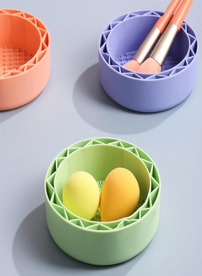 doville Silicone makeup brush bowl 3 In 1 Silicone Makeup Brush Cleaner Bowl with Brush Drying Holder use for home, beauty parlour Makeup Brush Scrubber Cosmetic Brush Washing Tool(1 pcs) - Image 3
