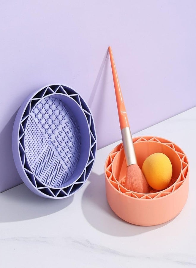 doville Silicone makeup brush bowl 3 In 1 Silicone Makeup Brush Cleaner Bowl with Brush Drying Holder use for home, beauty parlour Makeup Brush Scrubber Cosmetic Brush Washing Tool(1 pcs) - Image 2