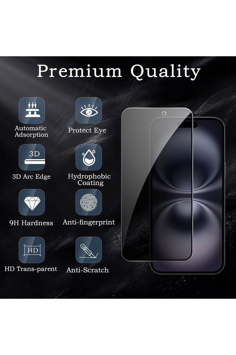 [2+2 Pack] Privacy Screen Protector for iPhone 17 6.3-Inch with Camera Lens Protector, Anti-Spy Tempered Glass Film 9H Hardness Bubble Free Anti-Glare,2-Pack Each - view 2