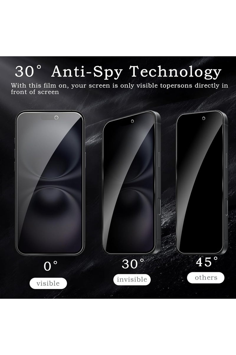 [2+2 Pack] Privacy Screen Protector for iPhone 17 6.3-Inch with Camera Lens Protector, Anti-Spy Tempered Glass Film 9H Hardness Bubble Free Anti-Glare,2-Pack Each - view 4