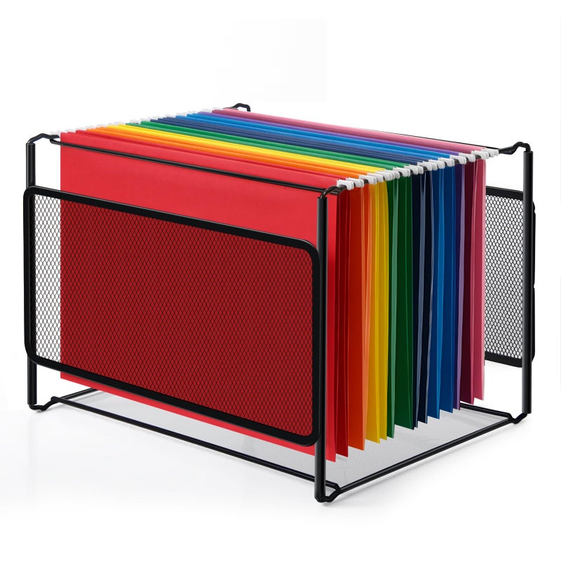 Comix Hanging File Organizer, Letter Size File Folder Organizer with Metal Mesh, Space-Saving File Folder Storage Box for Home Office Supplies - Image 1