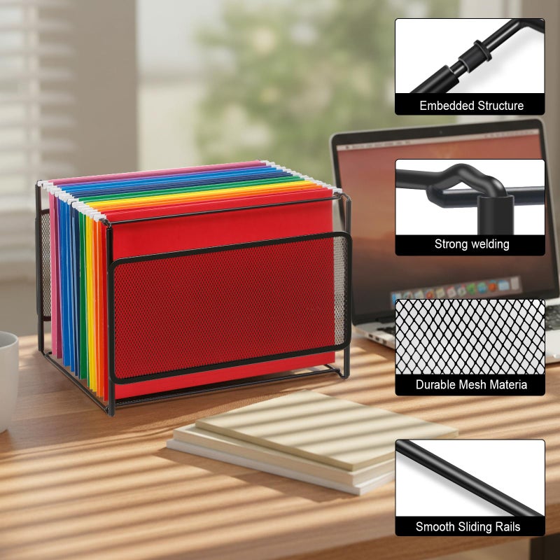 Comix Hanging File Organizer, Letter Size File Folder Organizer with Metal Mesh, Space-Saving File Folder Storage Box for Home Office Supplies - Image 5