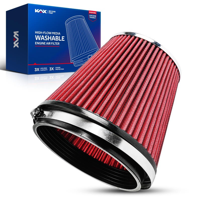 KAX Premium Washable Engine Air Filter Universal ClampOn Air Intake Filter Reusable High Performance Increase Power Towing 6 152 mm Inlet Short Truck6 Tall