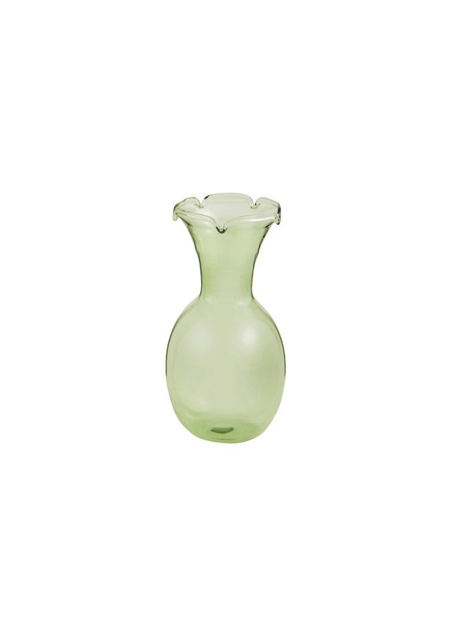 Mud Pie Green Botanica Ruffle Vase; 4" x 3 1/4" Dia - Image 1
