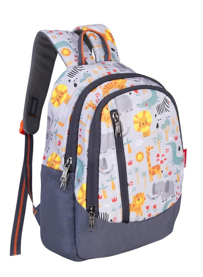 COSMUS TINY TOTS ANIMO Printed School Bag Grey 15L - 14 inches Kids Backpack ideal for Boys and Girls of Age Group 2-5 yrs | Student Casual Daypacks - Image 1